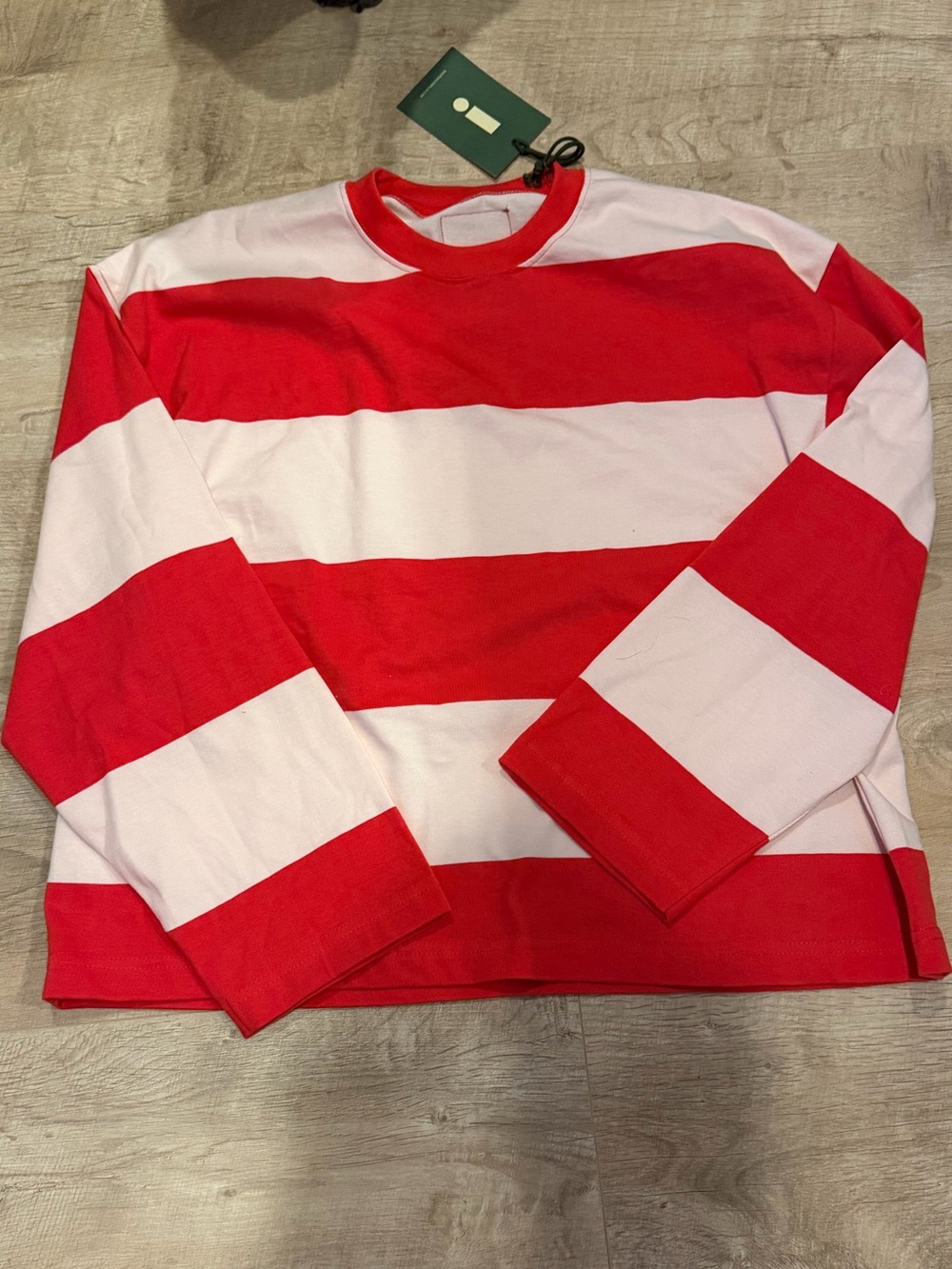 Daily Drills Red and White Striped Crew Top